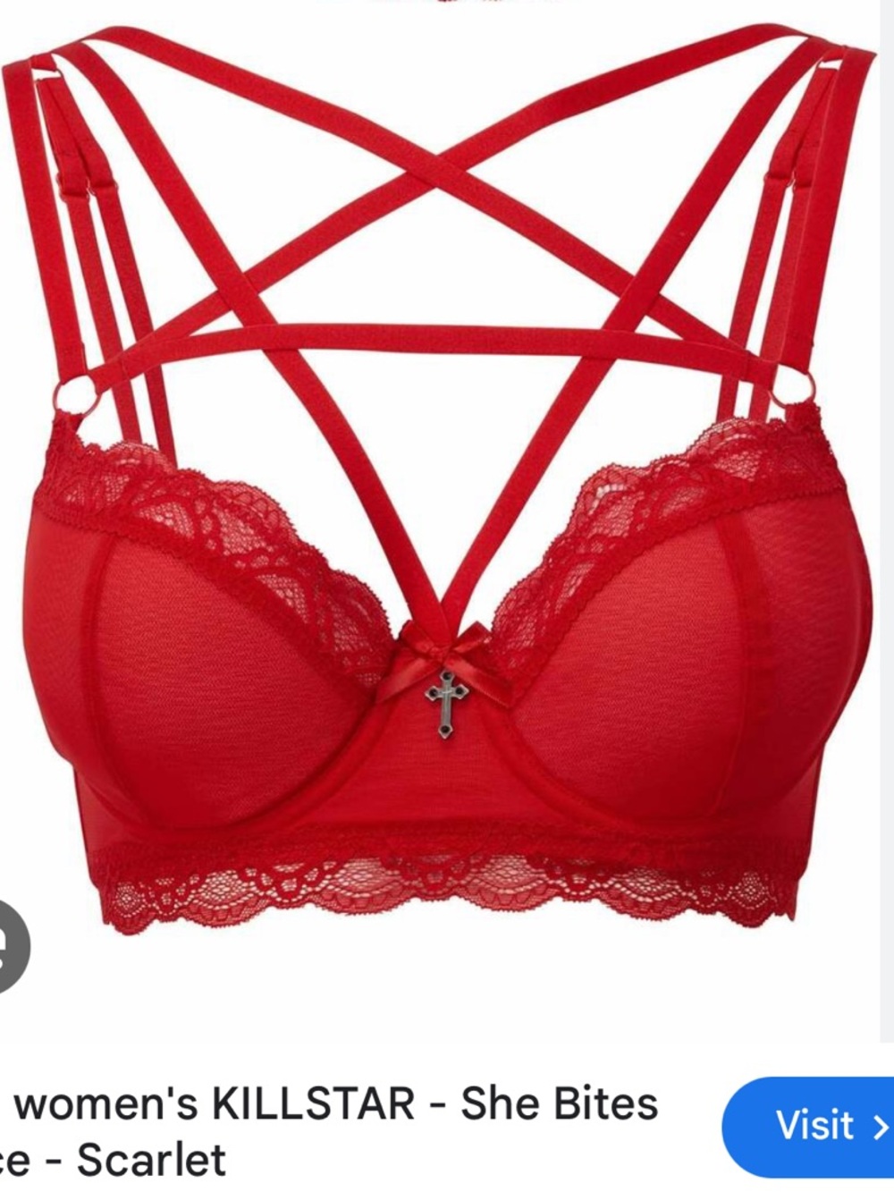KILLSTAR She Bites Lace Bra strappy pentagram shaper vampire
